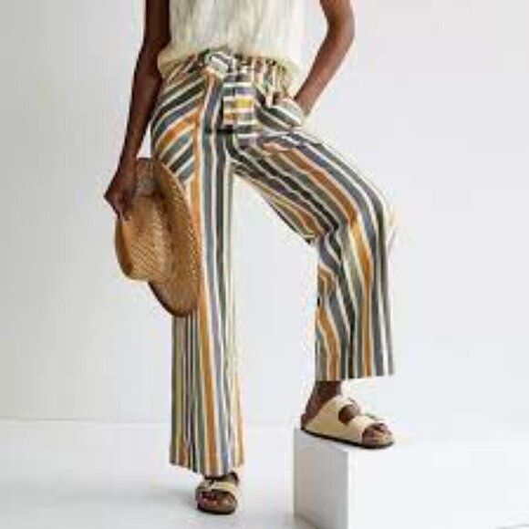 Anthropologie Pants - Anthropologie Multicolor Striped Belted Straight Leg Women Pants Size S